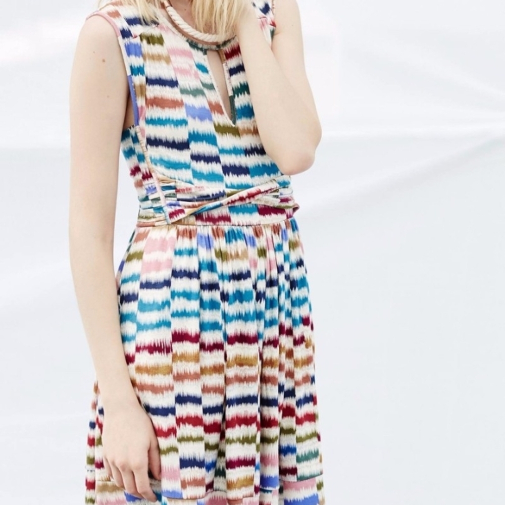 Maeve Colorful Patterned Midi Dress
